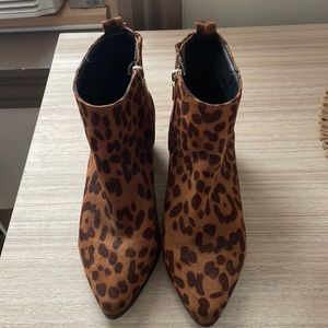 Cheetah print ankle booties.